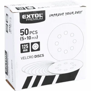 Brusný výsek 125mm s otvory Z 100 se suchým zipem balení 10 kusů Extol Premium - Nabídka