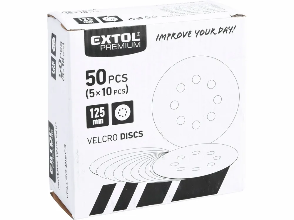 Brusný výsek 125mm s otvory Z 100 se suchým zipem balení 10 kusů Extol Premium - Nabídka