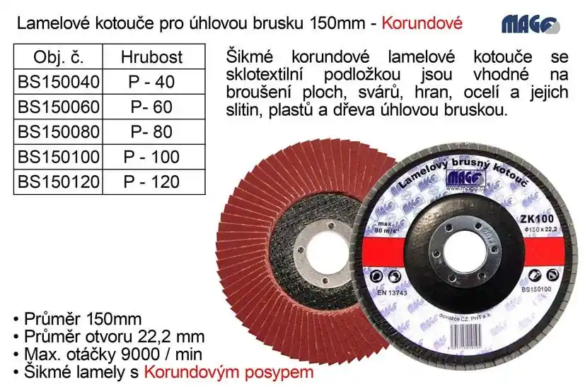 Kotouč lamelový Magg korundový 150mm P60 - Kupte dnes