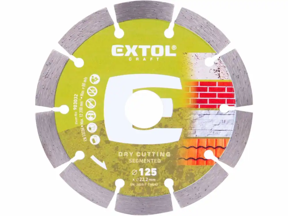 EXTOL CRAFT kotouč diamantový řezný segmentový - suché řezání, O 125x22,2x1,8mm 903032 | Nově k dispozici