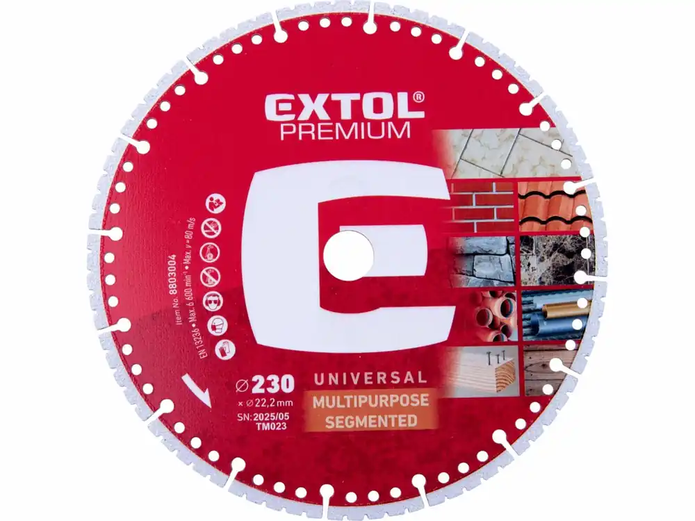 Ihned k objednání | EXTOL PREMIUM kotouč řezný diamantový MULTI univerzální, O230x3x22,2mm 8803004