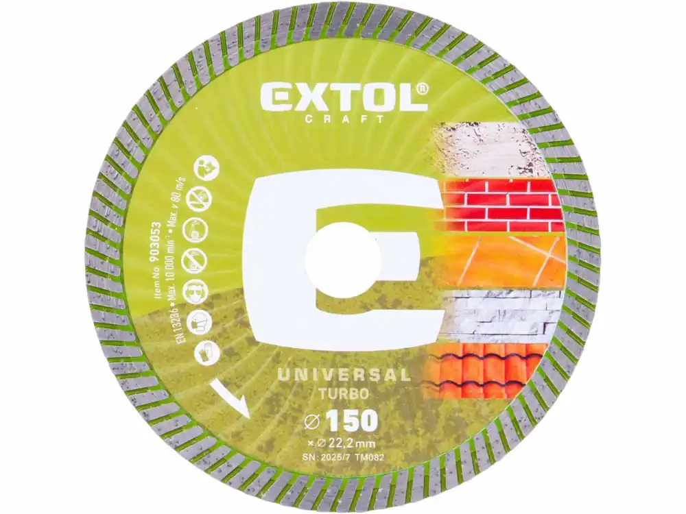 EXTOL CRAFT kotouč diamantový řezný, turbo - suché i mokré řezání, O 150x22,2x2,4mm 903053 - Outlet
