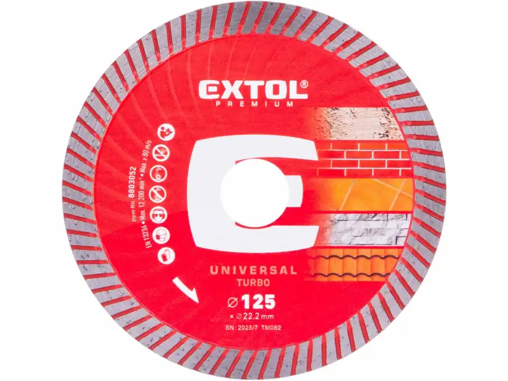 Sleva navíc - EXTOL PREMIUM kotouč diamantový řezný, turbo - suché i mokré řezání, O 125x22,2x2mm