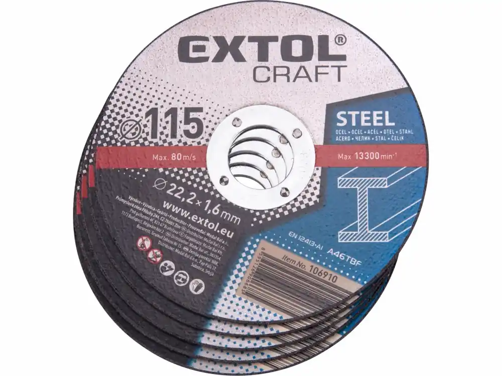 kotouče řezné na kov, 5ks, 115x1,6x22,2mm, EXTOL CRAFT - Super cena