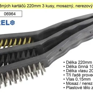 Velmi oblíbený produkt | Sada drátěných kartáčů 220mm mosazný, nerezový, ocelový