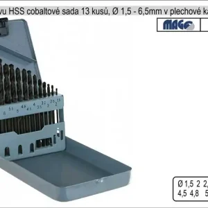Vrtáky do kovu 1-6,5mm HSS 13 kusů v plechové kazet - Novinka