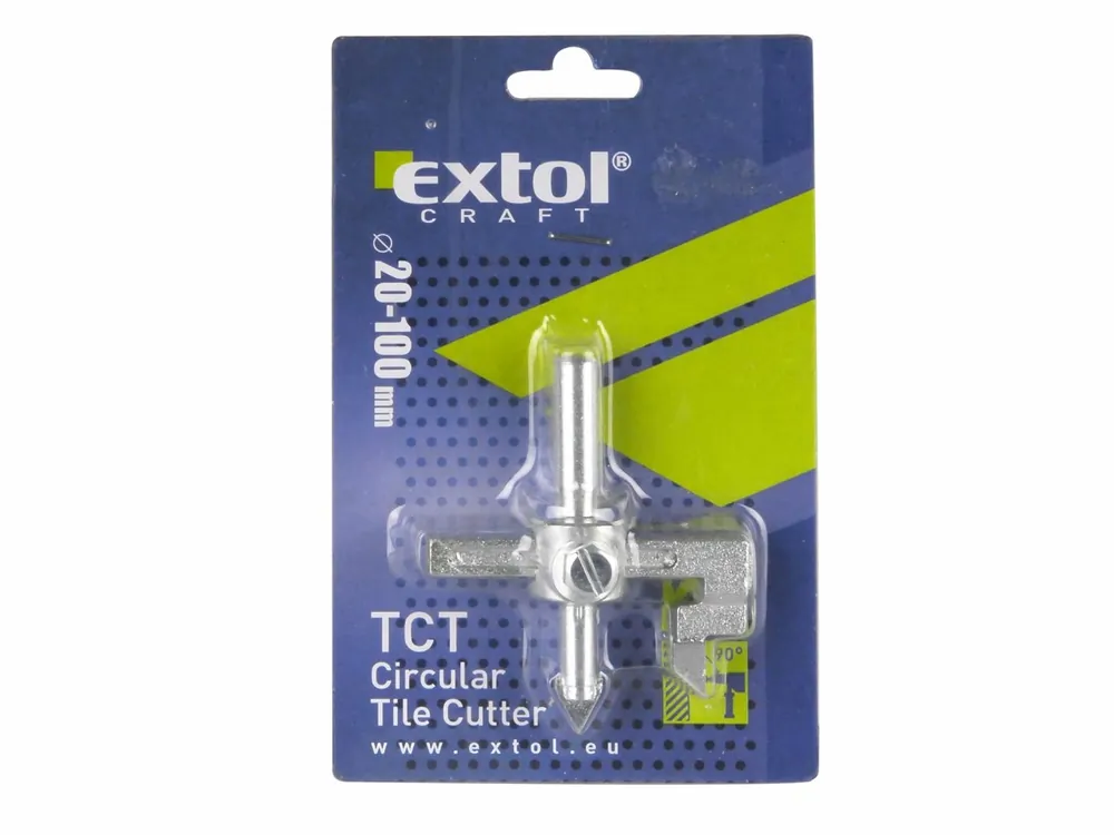 řezač otvorů do kachliček, Ř20-90mm, uchycení do vrtačky, EXTOL CRAFT - Rychlá expedice