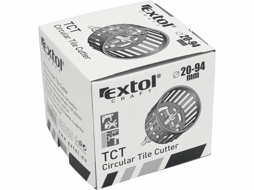 řezač otvorů do kachliček s krytem, Ř20-94mm, uchycení do vrtačky, EXTOL CRAFT | Rychle mizí