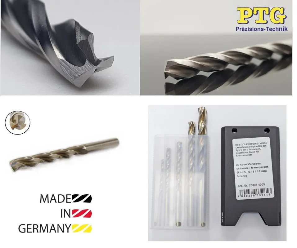 Skvělá nabídka - PTG PROFILINE Vrtáky do kovu HSS-Co5 cobaltový, 3 břité , 4-10mm, sada 5ks