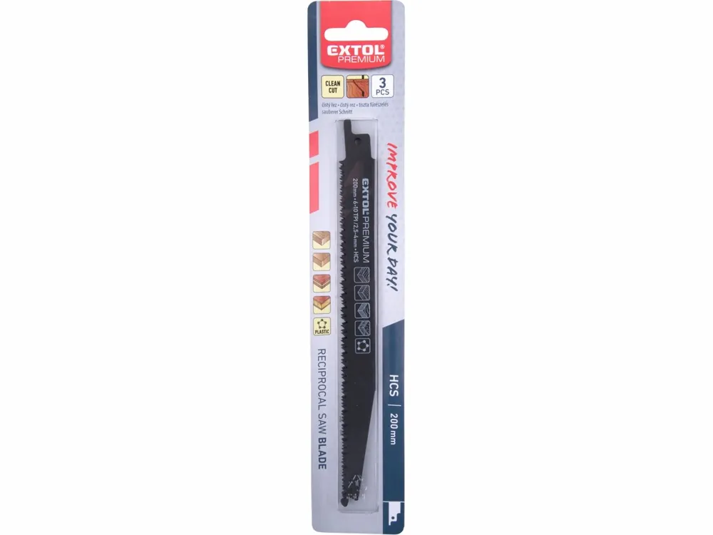 K objednání | EXTOL PREMIUM plátky do pily ocasky na dřevo 3ks, 200x19x1,25mm, HCS 8806101