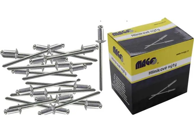 Lze objednat - Nýty trhací Alu průměr 3,2 mm délka 9,6- mm balení 1000 kusů v krabici Mag