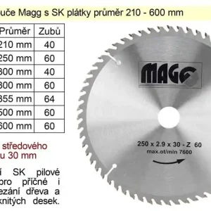 Nejlepší cena | Pilový kotouč s SK plátky 255x2,9x30mm 60 zubů Magg