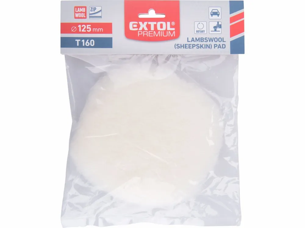 EXTOL PREMIUM kotouč leštící vlněný, ovčí rouno, T160, 125mm, suchý zip | Novinka v sortimentu