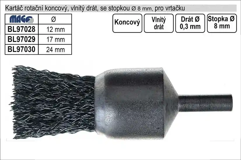 Přímo od výrobce | Kartáč rotační koncový 25mm vlnitý drát pro vrtačku