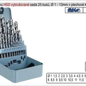 Rychlá expedice - Vrtáky do kovu vybrušované 1-13mm HSS 25 kusů, sada vrtáků
