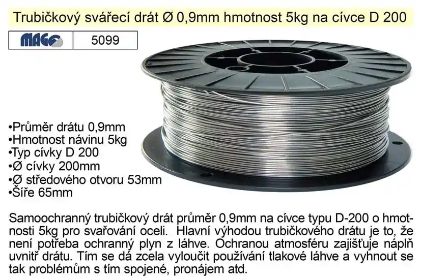 Kvalitní produkt - Drát svařovací trubičkový 0,9mm/5kg na ocel