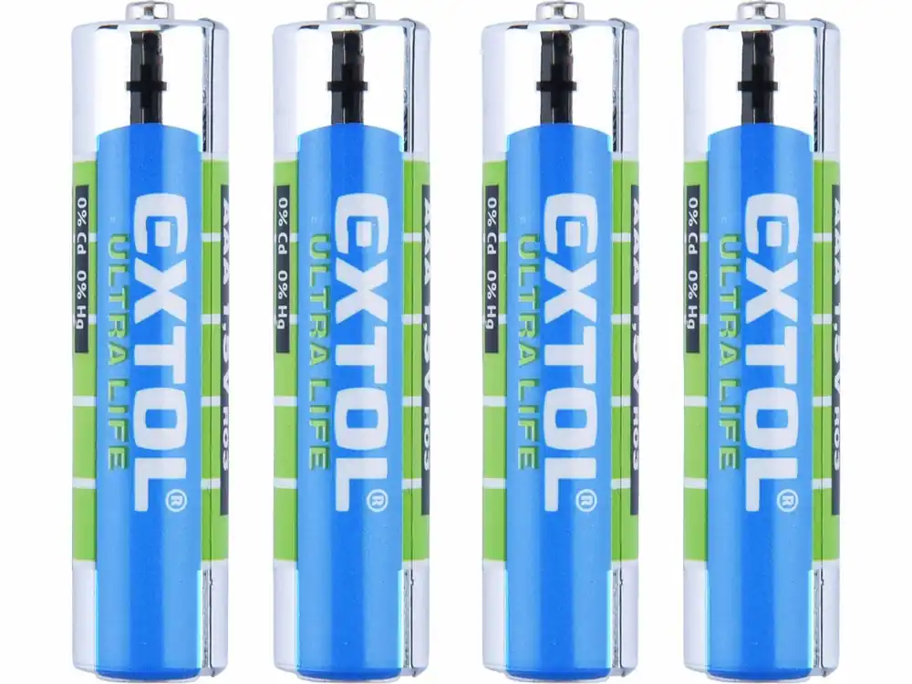 EXTOL ENERGY Tužkové baterie AAA 1,5V (LR03) ZnCl balení 4ks | Do košíku