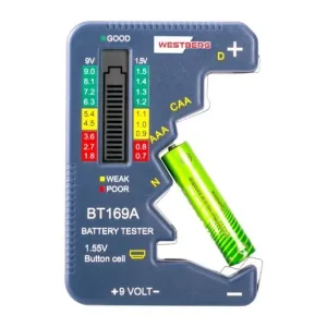 Ušetřete nyní - WESTBERG BT169A Digitální zkoušečka tester baterií 1,5V-9V C/AA/AAA/D/N/9V