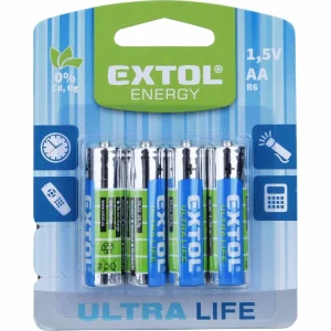 Skvělá nabídka | EXTOL ENERGY Tužkové baterie AA 1,5V (LR6) ZnCl balení 4ks