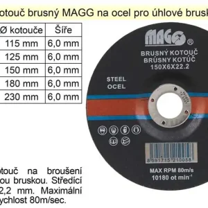 Kotouč brusný na ocel MAGG 230x6 | Speciální nabídka
