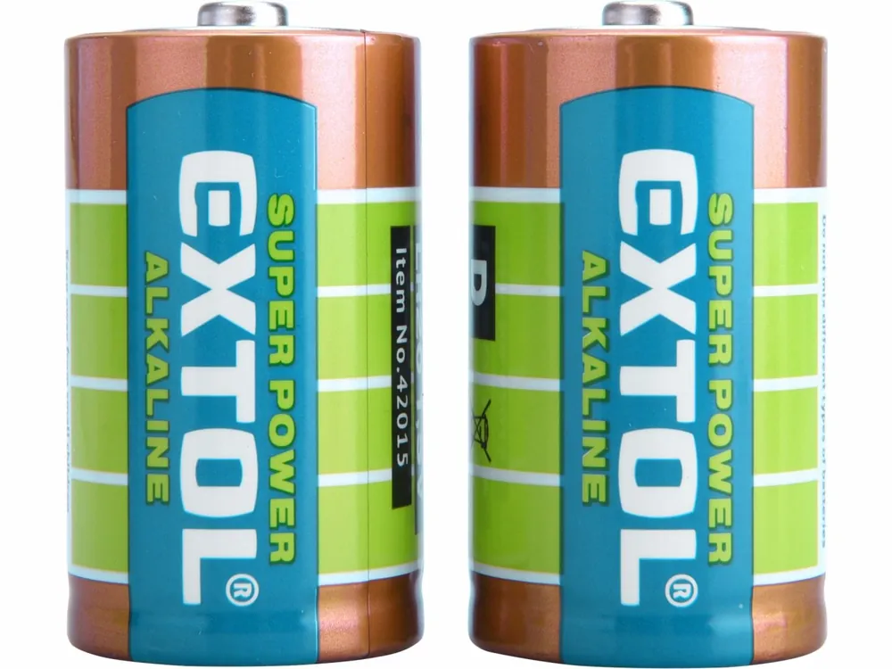 EXTOL ENERGY Tužkové baterie D 1,5V (LR20) alkalické, balení 2ks - Končí brzy