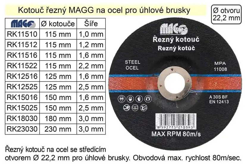 Kotouč řezný na ocel 125x1,6mm MAGG | Novinka v sortimentu