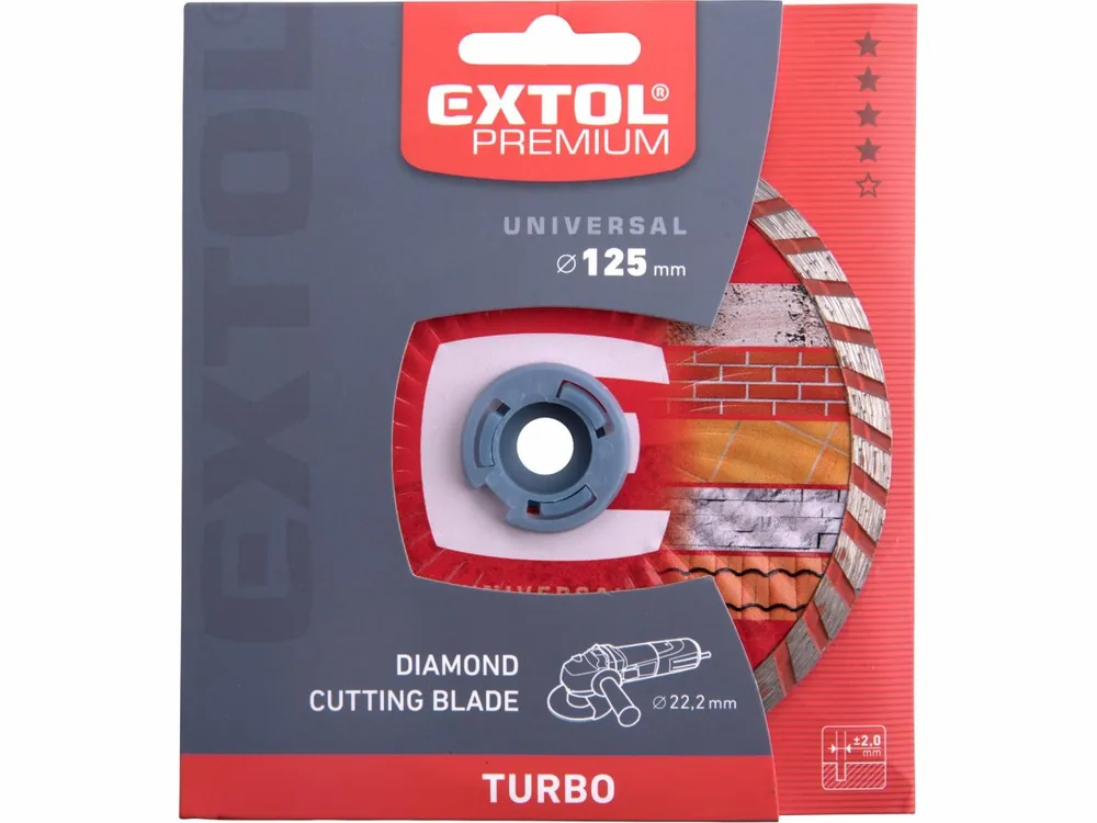 kotouč diamantový řezný turbo, 125x22,2mm, suché i mokré řezání, EXTOL PREMIUM | Akční nabídka