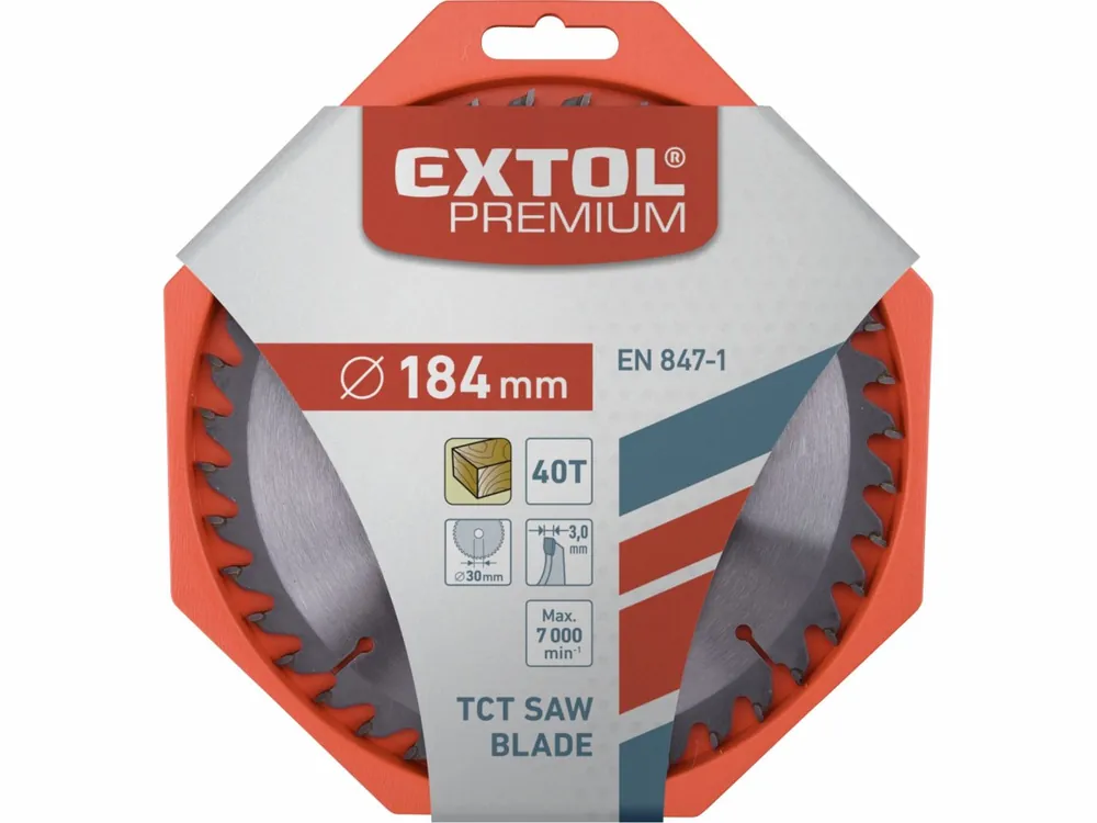 kotouč pilový s SK plátky, 184x2,2x30mm, 40T, šířka SK plátků 3,2mm, SK, EXTOL PREMIUM | Právě dorazilo