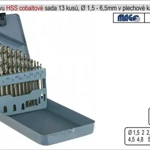 Vrtáky do kovu sada 13 kusů 1-6,5mm Cobaltové | Výprodej