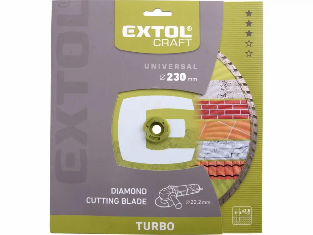 kotouč diamantový řezný turbo, 230x22,2mm, suché i mokré řezání, EXTOL CRAFT - Do košíku