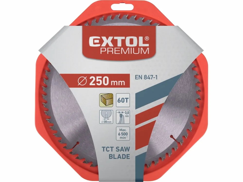Novinka - kotouč pilový s SK plátky, 250x2,2x30mm, 60T, šířka SK plátků 3,2mm, SK, EXTOL PREMIUM