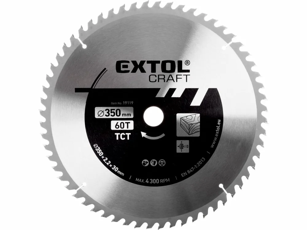EXTOL CRAFT kotouč pilový s SK plátky, O 350x3,2x30mm, 60T 19119 - Tovární cena