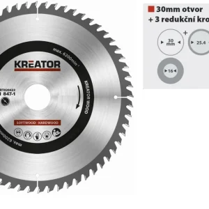 KREATOR kotouč pilový s SK plátky, 190x2,2x30 (+redukce 16/20/25,4mm), 24T zubů - Snížená cena