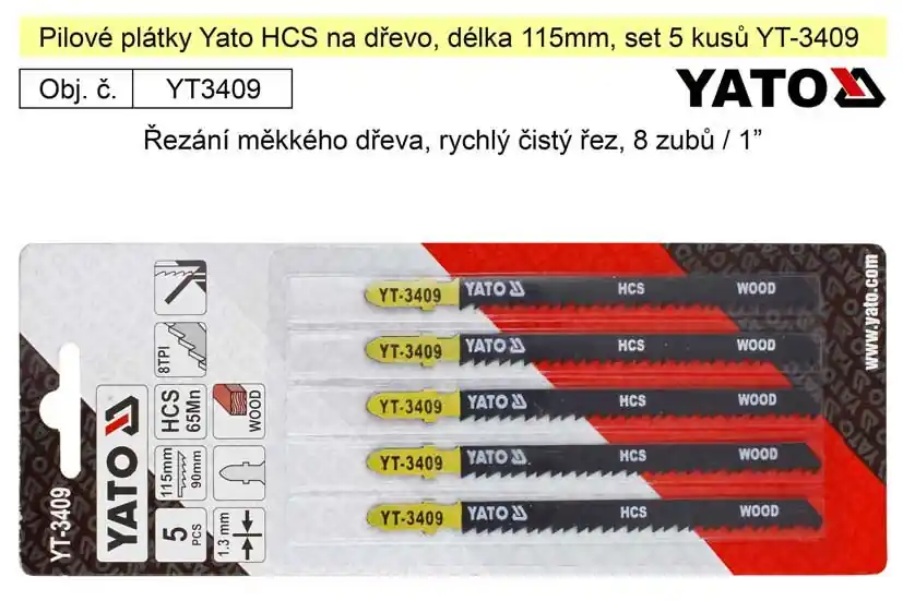 Pilové plátky Yato HCS na dřevo set 5 kusů YT-3409 - Nenechte si ujít nabídku