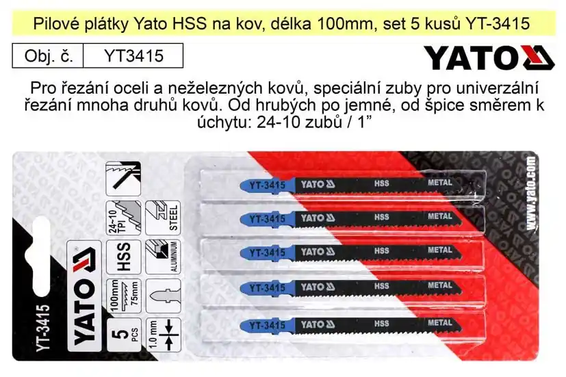 Pilové plátky Yato HSS na kov set 5 kusů YT-3415 - Nově v sortimentu