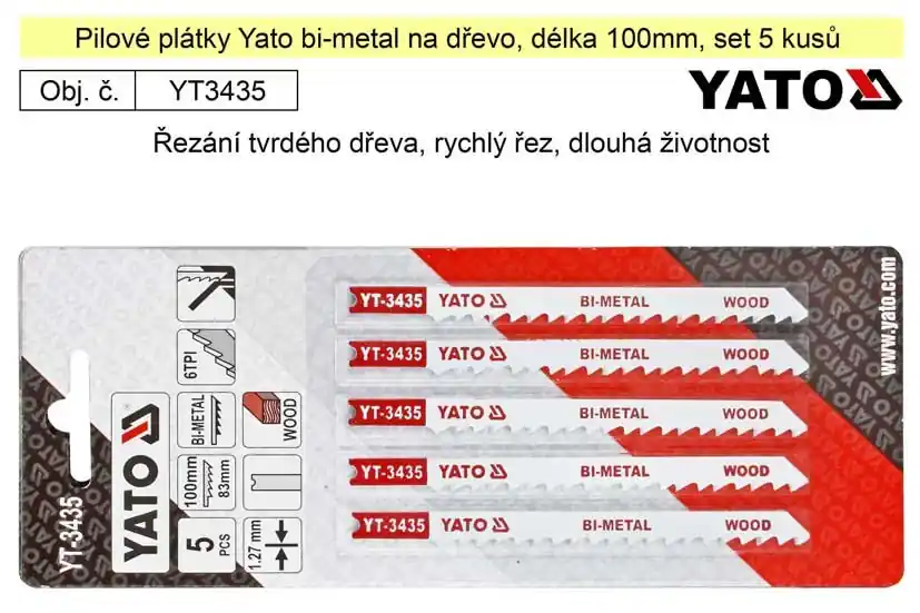 Pilové plátky Yato Bi-metal na dřevo set 5 kusů YT-3435 | Akce končí brzy