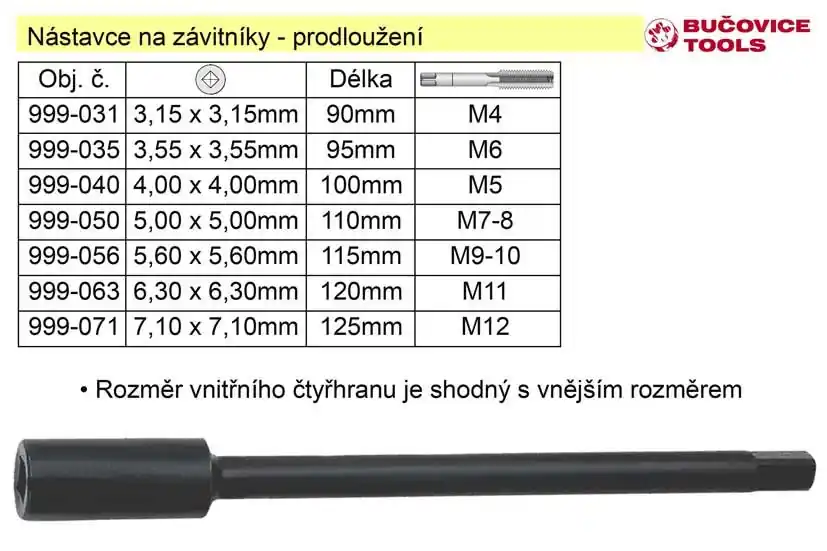 Extra sleva | Nástavec pro závitník délka 130mm prodloužení 8mm
