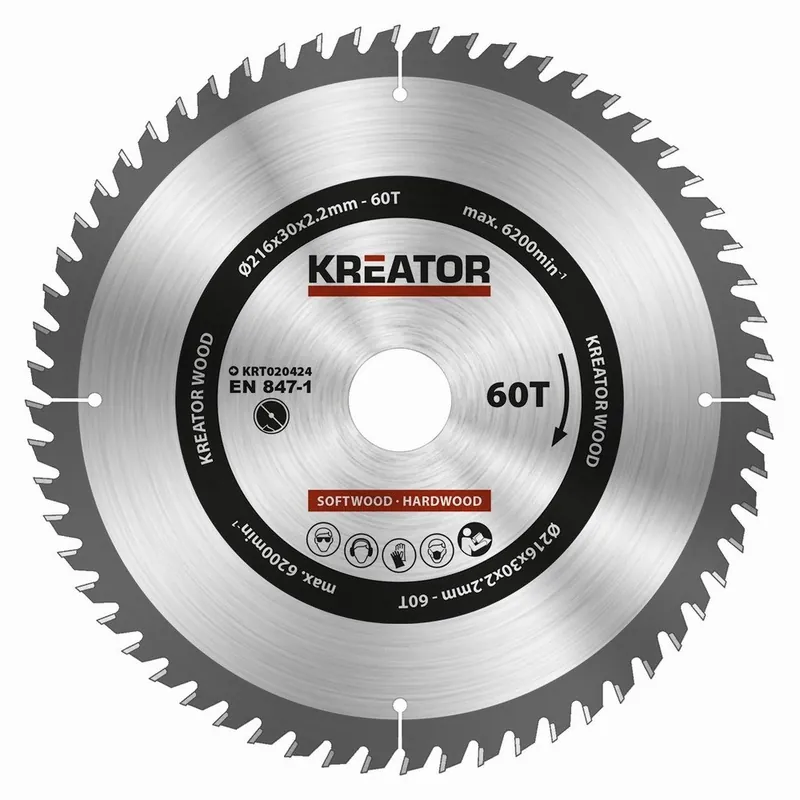 KREATOR kotouč pilový s SK plátky, 216x2,2x30mm, 60T | Nejprodávanější