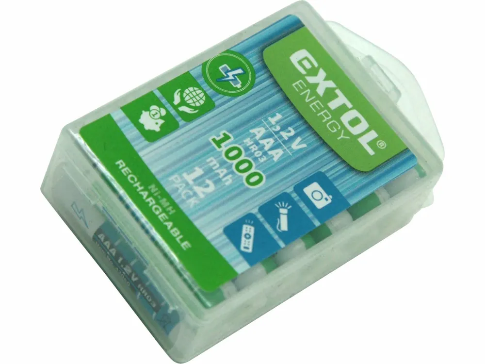 Nabídka | EXTOL ENERGY Nabíjecí tužkové baterie AAA 1,2V (HR03) NiMh, balení 20ks