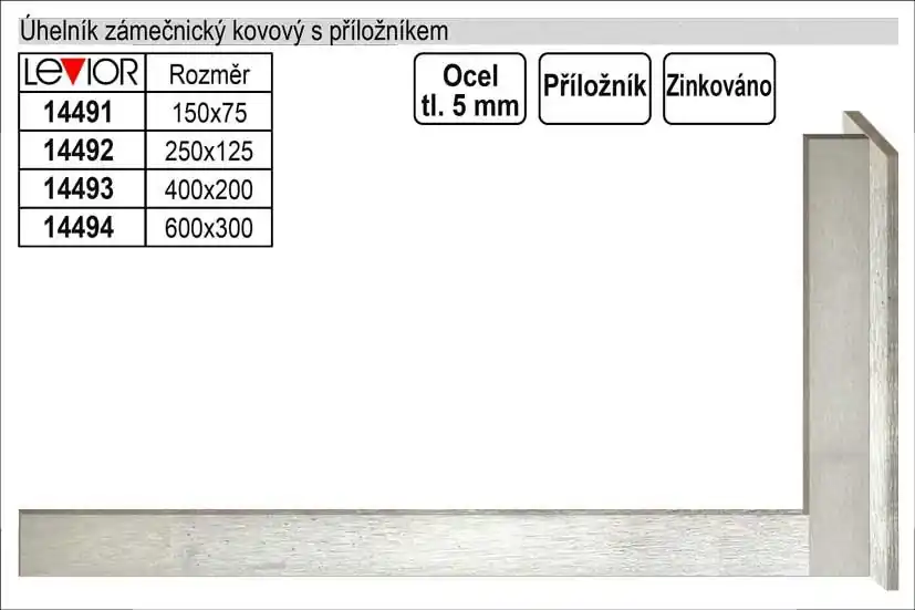 Úhelník zámečnický kovový příložný 200x400mm - Prodejní hit