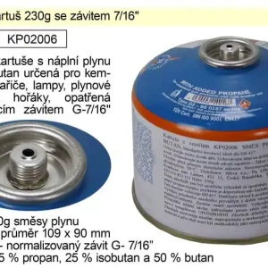 Plynová kartuše 230g se závitem 7/16" | Velmi oblíbený produkt