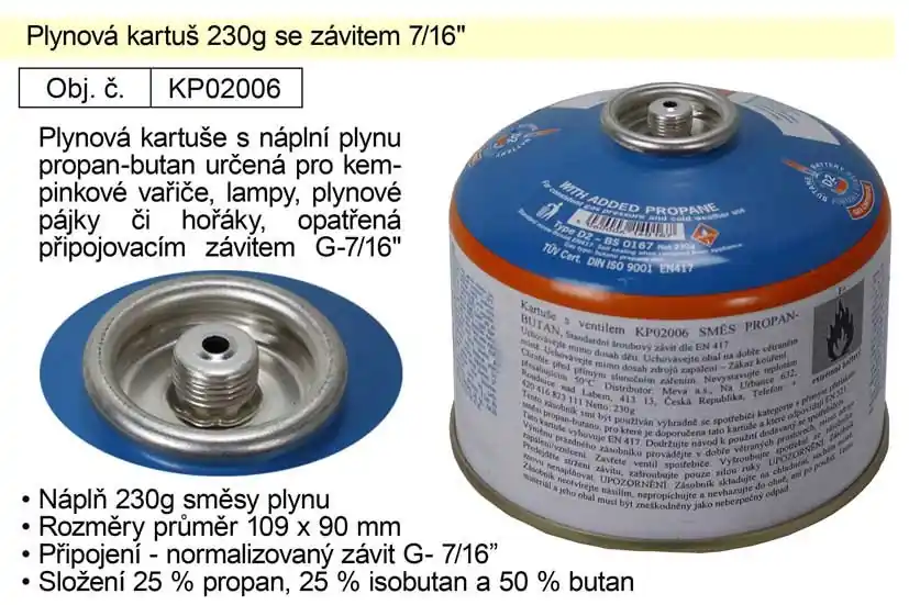 Plynová kartuše 230g se závitem 7/16" | Velmi oblíbený produkt