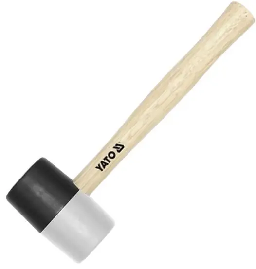 Rychlé odeslání - Palička gumová, bílo/černá, 980 g, s dřevěnou násadou, 72 mm, Yato