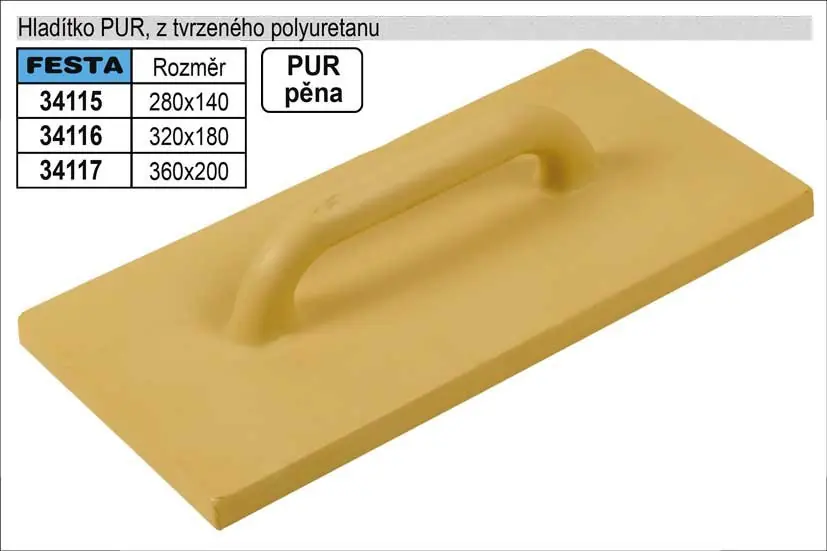 Hladítko PUR z tvrzeného polyuretanu, 320x180mm | Oblíbený u zákazníků