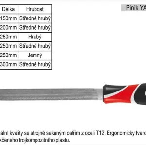 Zvýhodněná cena | Pilník YATO půlkulatý délka 300mm středně hrubý