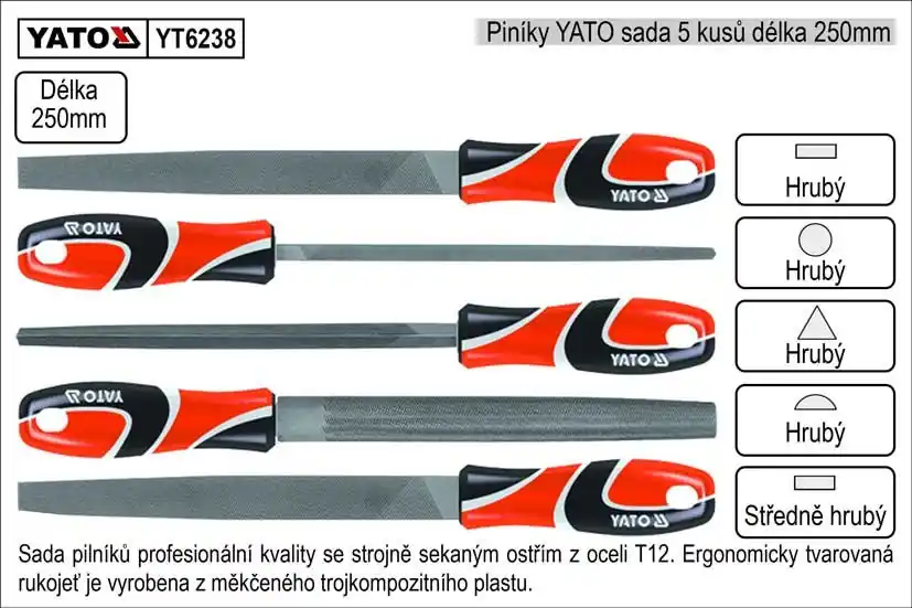 Neváhejte | Pilníky YATO délka 250mm sada 5 kusů