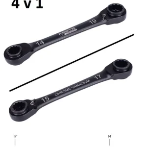 FESTA INDUSTRY Klíč ráčnový kombinovaný oboustranný 4v1, 14/15mm a 17/19mm, 120z - Pořiďte si nyní