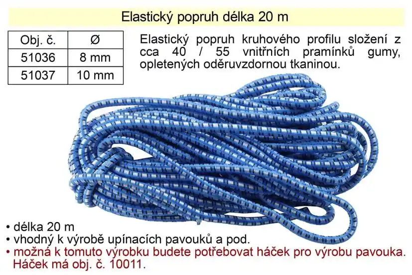 Gumový elastický popruh 20 m x 8 mm | Nejprodávanější