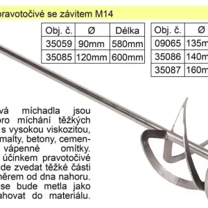 Míchadlo pravotočivé se závitem 90 x 580 mm | Kvalitní produkt