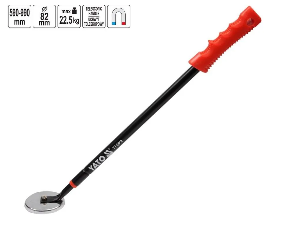YATO Magnet teleskopický, "magnetická ruka" 590-990mm, patka 82mm | Nenechte si ujít nabídku